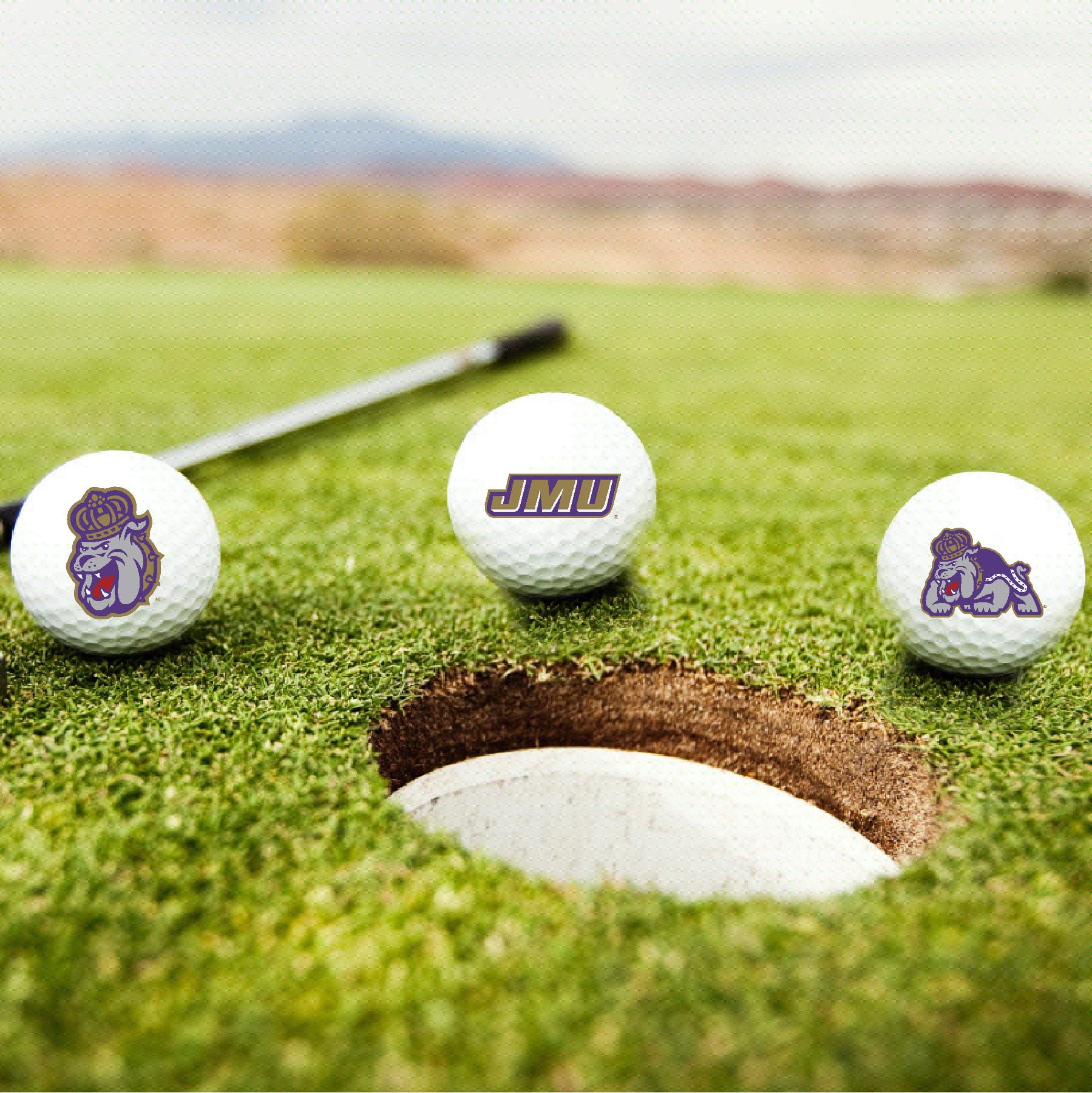 James Madison University Dukes Logo Edition Taylormade Distance+ Golf Balls 12-Pack (Dozen)