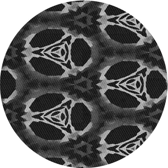 Ahgly Company Indoor Round Patterned Midnight Gray Area Rugs, 3' Round