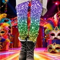 thumbnail image 5 of Hvot&aat Women Mardi Gras Leggings Stretch High Waisted Yoga Pants Sparkly Printed Carnival Party Pant, 5 of 5