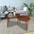 thumbnail image 3 of Coffee Table Nesting Round End Table Set of 2, Waterproof Side Tables for Small Spaces, Drop Shape Coffee Table with Anti-slip Foot Pads, Modern Minimalist Side Table for Living Room, Cherry, 3 of 12