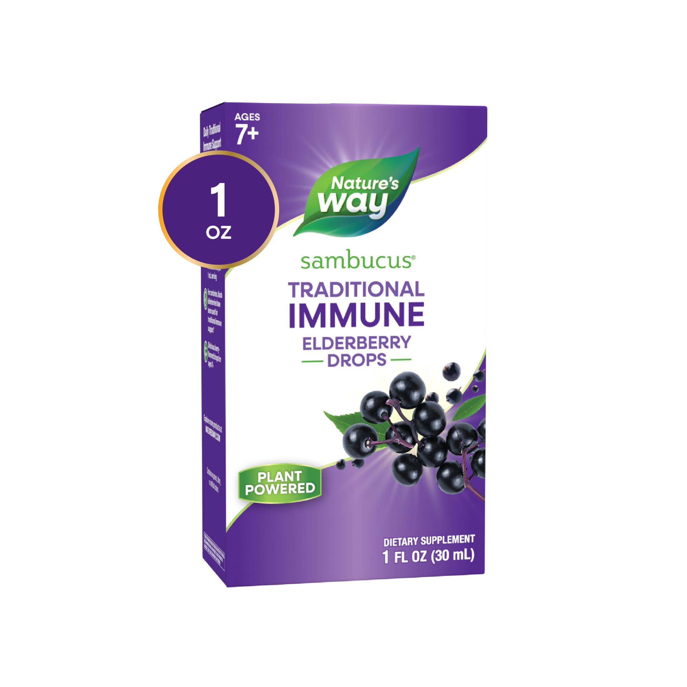Nature's Way Sambucus Elderberry Drops, 100 mg per Serving, 1 Fl. Oz
