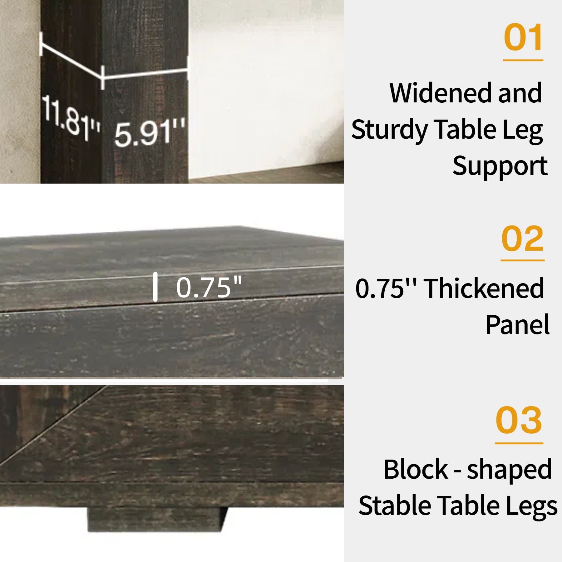 Fnova Farmhouse Console Table for Entryway, 47.2" Long Narrow Wood Entryway Table, Easy Assembly, Dark Gray