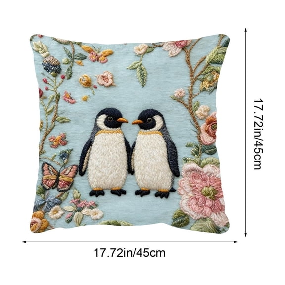 Animal Floral Decorative Pillow Covers with Snow Printed Pillow Cover DIY Crochet Yarn Hooking Pillowcase for Hobby and Home Decor for Bed Sofa Living Room Indoor Home Decor 45x45cm