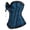 Blue, variant on Women's Gothic Pattern Zip Party Clubwear Plus Size Corset Bustiers Blue XXS