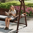 thumbnail image 5 of Outsunny 3 Seat Wooden Porch Swing with Stand, Patio Swing Chair with Cushion, Carbonized Brown, 5 of 9