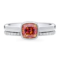 thumbnail image 2 of BERRICLE Sterling Silver Solitaire Wedding Engagement Rings 1.25 Carat Red Orange Bezel Set Cushion Cut Cubic Zirconia CZ Kaleidoscope Ring Set for Women, Rhodium Plated Size 6, 2 of 13