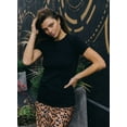 thumbnail image 6 of Womens Basic Cotton Crew Neck Short Sleeve Long Tee Shirt, 6 of 7