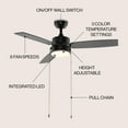 thumbnail image 3 of JONATHAN Y Blair 42" 1-Light Modern Minimalist 3-Speed Iron Height Adjustable Integrated LED Ceiling Fan with Pull Chains, Black, 3 of 11