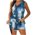 thumbnail image 2 of Black*Friday Womens Clothing Clearance under $5 GaThRRgYP Womens Tops,Women's Elegant Sleeveless Dress Top,2025 Women's Spring and Summer New Tank Neck Print Casual Fashion Top Purple M, 2 of 6