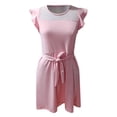thumbnail image 4 of WOYY Big Girls A Line Dress Sleeveless Ruffle Irregular Dress with Belt, Sizes 13-14Y, 4 of 5