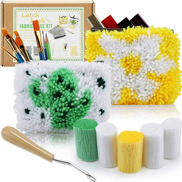 2 Pcs Cute Latch Hook Kits Bag With Printed Pattern Starter Pencil