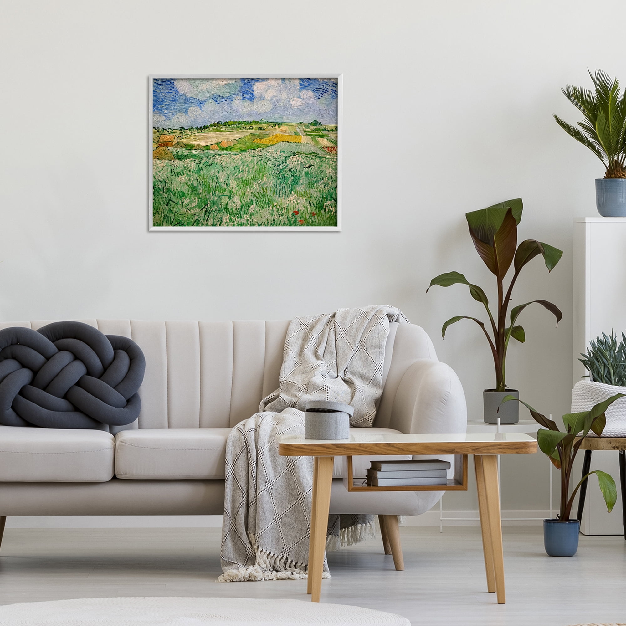 Stupell Industries Plain Near Auvers Painting White Framed Giclee Art, design by Vincent Van Gogh