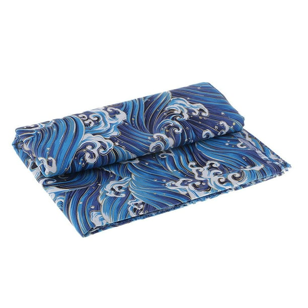 Material de costura de patchwork tela de algodón bronceada estampada azul 1 metro