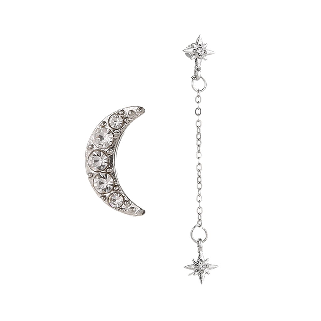 Reffeer Moon and Star Earrings 925 Sterling Silver Stud Earring Star Earring For Women Teen Girls