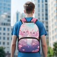 thumbnail image 3 of KUIFORTI Pink Cherry Blossom Axolotl Kids Backpack Polyester School Bag with Multiple Organizer Pockets for Elementary Middle Girls Back to School Essentials Gifts, 3 of 7