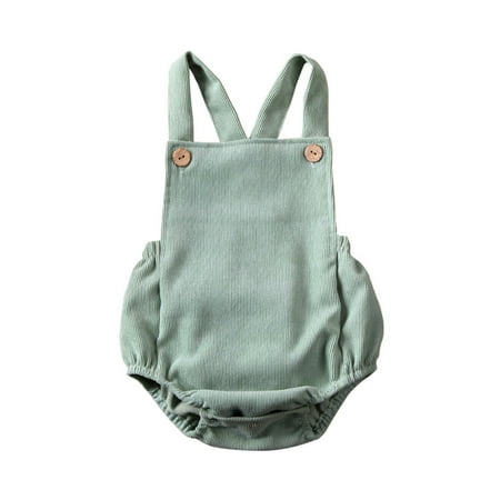 

Baby Boy Girls Solid Sleeveless Suspender Bodysuit Jumpsuit Clothes Casual Outfits Light Green 3-6M