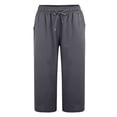 thumbnail image 4 of Linen Capri Pants For Women Plus Size Wide Leg Capris Cotton Trousers Drawstring Waist Capri Pants Summer Capris For Women Lightweight Linen Capri Pants Women Cotton Cropped Pants, 4 of 5