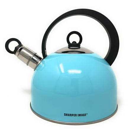 Sharper Image Stainless Steel Stove-Top Tea Kettle in Aqua with Black Handle (2.4