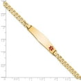 thumbnail image 3 of 14k Yellow Gold Bracelet Medical Curb 8.5 mm 8 in Soft Diamond Shape Red Enamel Flat Link ID, 3 of 4