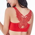 thumbnail image 2 of Bigersell Wirefree T-Shirt Bra Women Solid Bra Wire Free Underwear Front Closure Butterfly Backless Bra Short Size Female Push Up Lace Bra, Style 1583, Red 50E, 2 of 6