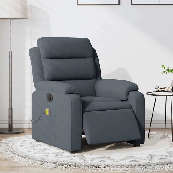 vidaXL Electric Massage Recliner Chair Dark Grey Velvet Standard