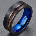 thumbnail image 3 of Tungsten Carbide Rings for Men Women 8mm Wedding Engagement Promise Band Rings with Koa Wood Inlay Comfort Fit Size 7-12, 3 of 6