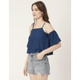 thumbnail image 3 of Moomaya Women Printed Off Shoulder Viscose Top, Ruffled Summer Crop Top, 3 of 8