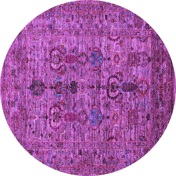 Ahgly Company Indoor Round Oriental Purple Industrial Area Rugs, 3' Round