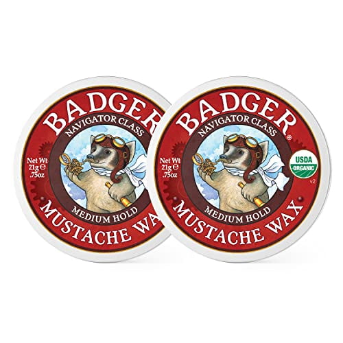 Badger Mustache Wax, Medium Hold, Natural Mustache Wax, Certified Organic, Styling Facial Hair