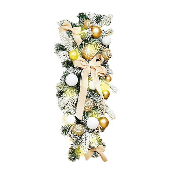 christmas decorations Light up the Christmas wreath 2023, pre-brighten the staircase, hang the staircase teardrop wreath, and decorate the front door with Christmas wreaths for the holiday