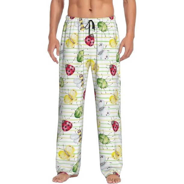 Fotbe Insects Pantalones de Pijama para Hombre, Pantalones de Dormir, Pantalones de Casa con Cintura Ajustable y Bolsillos-XX-Large