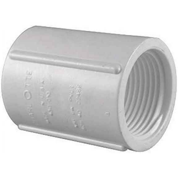 Charlotte Pipe PVC Coupling SCH40 Plumbing Pipe Fitting - 3/4" FPT, White