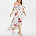 thumbnail image 3 of Cyber&Monday Deals Sundresses for Women Casual Summer - Women Plus Size Maxi Long Dresses High Waist Boho Floral Cold Shoulder Split Maxi Dress Summer Beach Party Long Dress, 3 of 8