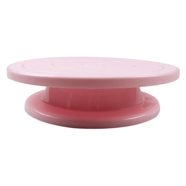 Soporte giratorio para pasteles tipo carrusel, utensilios para hornear pasteles, de plástico, giratorio 360 grados. Rosado