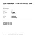 thumbnail image 2 of 2006-2008 Dodge Pickup RAM1500 20" Silver OEM Factory Wheel Rim 52013761AA, 2 of 2