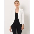 thumbnail image 2 of Chaqueta abierta de la chaqueta del traje de la cosecha del trabajo de la oficina del frente de las mujeres Blanco Sólido S, 2 of 5