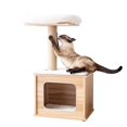 thumbnail image 1 of Árbol para gatos con hamaca, poste rascador y casa, 30 pulgadas, beige, 1 of 8