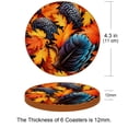thumbnail image 3 of Thanksgiving 6PCS Round Microfiber Leather Car Coasters, 11x11 cm/4.3x4.3 in - Set of 6 Drink Cup Holders for Car, Durable and Absorbent., 3 of 6
