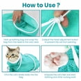 thumbnail image 5 of Breathable Mesh Anti Scratch Adjustable Cat Grooming Bag for Nail Trimming, Bathing - Polyester Soft Cat Washing Bag (Green-White), 5 of 7