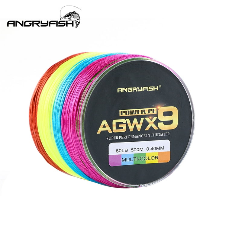 ANGRYFISH Diominate Multicolor X9 PE Line 9 Strands Weaves Braided 500m/547yds  Super Strong Fishing Line 15LB-100LB 