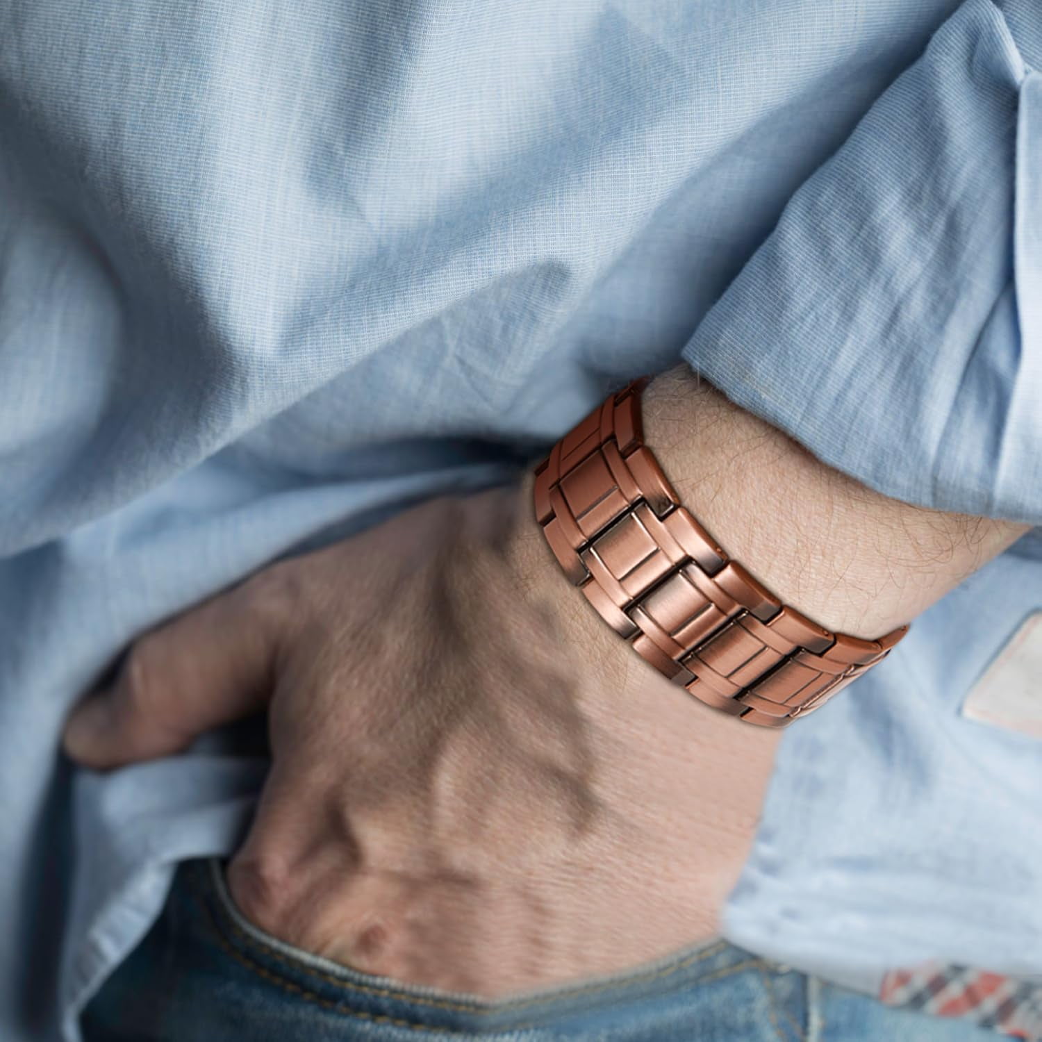 Wollet 3X Magnetic Copper Bracelets for Men, Copper Jewelry Gift Set, Set of 2