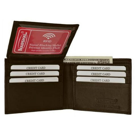 RFID Blocking Men's Premium Genuine Leather Flap Up ID Slim Bifold Wallet RFID P 53