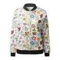 thumbnail image 4 of Arlun Womens Floral Printed Bomber Jackets Lightweight Zipper up Fashion Stand Collar Coats Casual Loose Fit Long Sleeve Full Zip Fall Jacket Windbreaker Outwear with Pockets Red XXL, 4 of 5