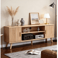 thumbnail image 2 of Zimtown Farmhouse TV Stand with 2 Fluted Doors, 58" Mid-Century Television Stand for 60inches TV, Light Oak Wood Television Stand with Storage, 2 of 7