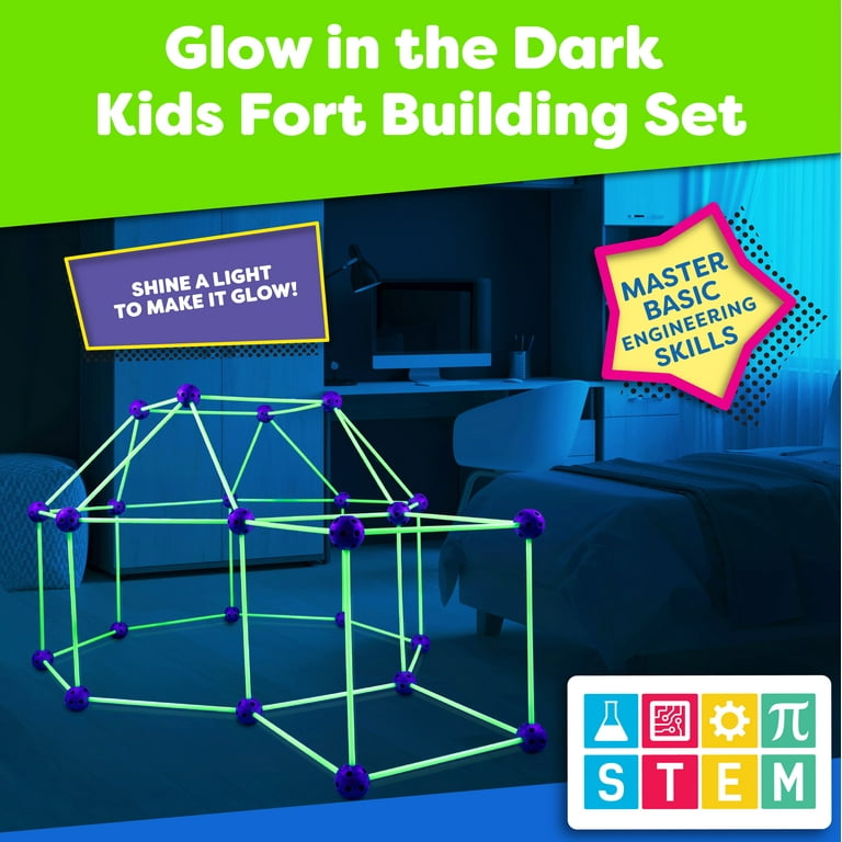 Glow In The Dark Tent Fort Building Kit for Kids 101 Pack Kids