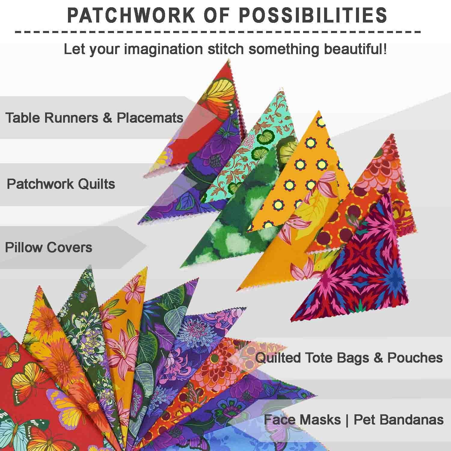 Soimoi 40 Pcs Cotton Fabric Squares Bundles Charm Packs for Quilting, Fat Quarter Layer Cakes, Fabric Scraps for Crafts,Precuts Quilt Squares 10 x 10 inches, DIY Fabric Bundle - Flora Mosaic