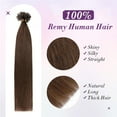 thumbnail image 3 of Aorsher U Tip Hair Extensions Human Hair Hot Fusion Pre Bonded Hair Extensions Natural Nail Tipped Remy Hair Piece 100 Strands/100G 16Inch Black, 3 of 5