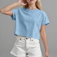 thumbnail image 2 of Baby Clothes for Girls Short Sleeve Crop Top Oversized Crewneck Cute Athletic Tee for Summer Daily Fashion Sky Blue 18-24 Months, 2 of 5