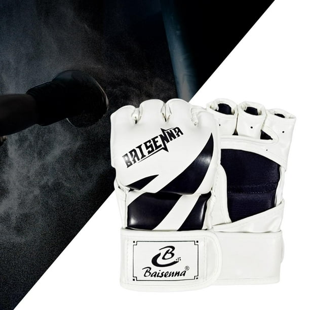Guantes de mma Medio Artes marciales Guantes de lucha Sanda Entrenamiento Guantes de boxeo Adultos Equipo de protección Saco de arena profesional Blanco negro shamjiam Guantes de boxeo