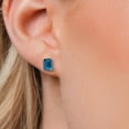 thumbnail image 3 of Gem Stone King 14K White Gold London Blue Topaz Stud Basket Setting Earrings | 3.97 Cttw | Gemstone November Birthstone | Emerald Cut 8X6MM | Double Notch | Gold Earrings for Women Men, 3 of 6